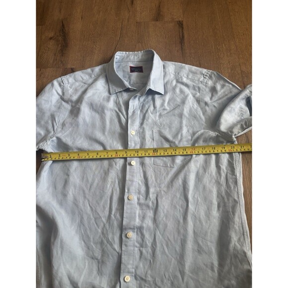 Untuckit Shirt Mens Size Large Light Blue Solid Short Sleeve Button Up linen - Picture 4 of 6